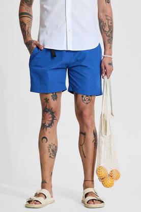 Snitch Solid Men Blue Basic Shorts