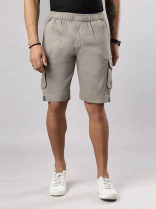 Ho Bindaass Solid Men Grey Cargo Shorts