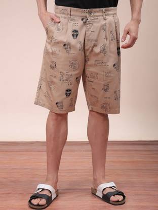 The Indian Garage Co. Printed Men Beige Casual Shorts
