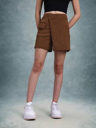 Roadster Solid Women Brown Regular Shorts