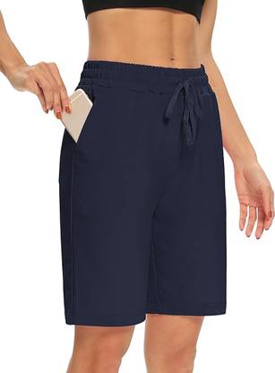 southcity attires Solid Women Blue Regular Shorts, Night Shorts, Basic Shorts, Casual Shorts