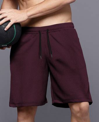 TRIPR Self Design Men Maroon Regular Shorts