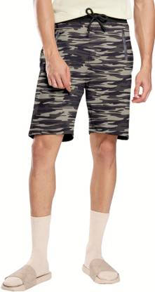 FTX Printed Men Dark Grey Running Shorts