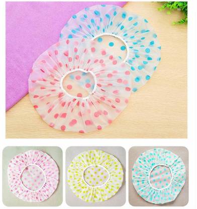 NL Traders Waterproof Printed Plastic Reusable Shower Caps for Womens & Mens set of 3