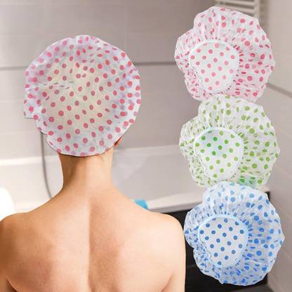 Karki Fusion 2pc Shower Caps Waterproof & Reusable Elastic Bath Cap for All Hair Lengths