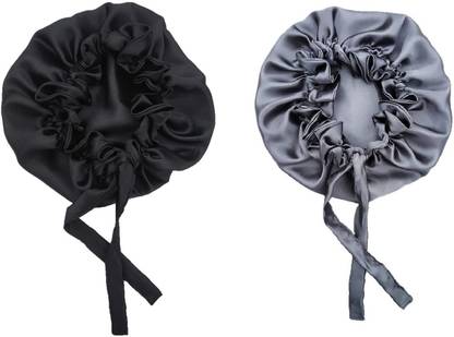 BARBYAM Silk Sleep Cap with Adjustable tie band Soft Night Sleep Hat Bonnet, Headgear