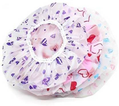 SIOPAWORLD Reusable Elastic Water Proof Shower Cap (Pack of 3)