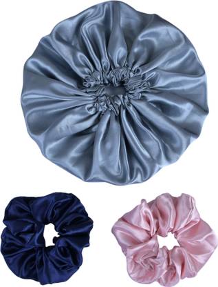 RHYNISH Satin Silk Bonnet for Hair And skin care, Shower Cap & Scrunchies Combo