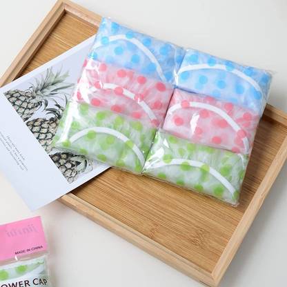 Naama 6 Pcs Multi Print Shower Caps, Elastic Reusable Bathing Hair Cap, Waterproof Cap