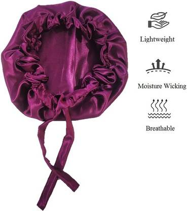 BARBYAM Satin Silk Sleep Cap with Adjustable tie band Soft Night Sleeping Hair Bonnet
