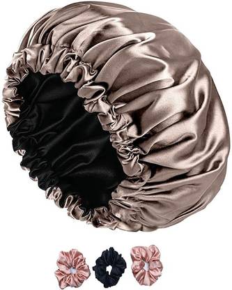 ZULLIVALLIY Silk Satin Hair Bonnet with Scrunchies Reversible Hair cap sleeping