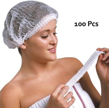 Manrav White Bouffant Caps|Stretchable & Hygiene|100pcs Size 18"