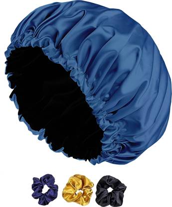 Avirons Satin hair wrap Cap |Adjustable Pure Satin Hair Bonnet Cap with free 3 Scrunches