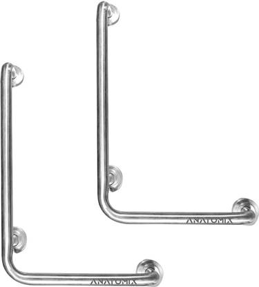 ANATOMIX 12X18 Inch L-Shaped Grab Bar Safety Hand Support Rail for Elderly Pack Of 2 Shower Grab Bar