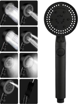SUPVOX by ELEPHANTBOAT Black Handheld Shower Head with Hose and Holder High Pressure 8 Modes Shower Head