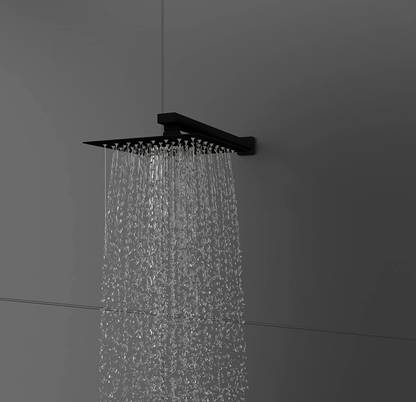 PESCA SS 304,12 Inch BLACK Square Ultra Slim Ceiling Wall Mount Overhead Shower Only Shower Head