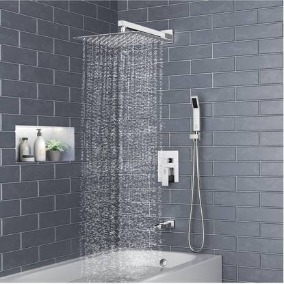 Alturas by Clinton 6x6 (6inch) Heavy SS Ultra Slim Rain Shower Head with 18inch square Arm Shower Head