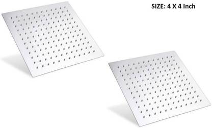 BHM Square Shower 4X4 Inch Overhead Shower, Large Silver - Without Rod Arm Pack of 2 Shower Head
