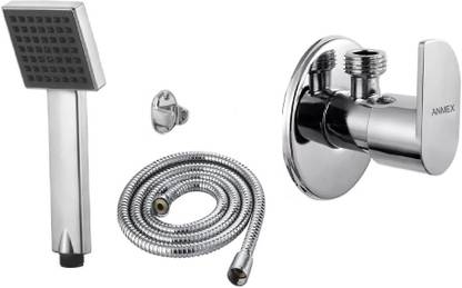 ANMEX Complete Set of TELE BLACK Hand Shower Chrome Finish with 2in1 Angle Shower Head