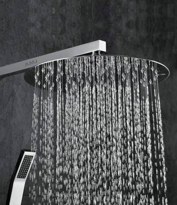 AMJ 8X8 (8Inch) ROUND Stainless Steel Rain Shower Head with 15inch Square Arm Shower Head