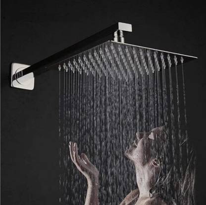 Ramya 8x8 Premium Quality Heavy SS Ultra Slim Rain Shower Head with 15inch Square Arm Shower Head
