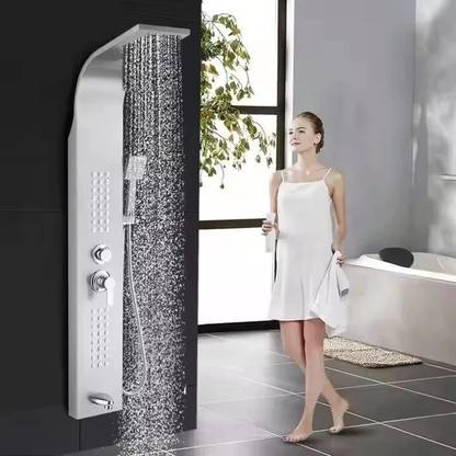 Zenva Shower Panel for Bathroom | 5-in-1 Tower System | Silver Shower System