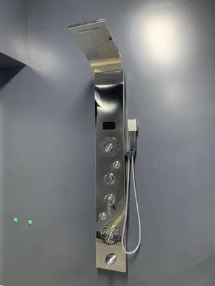 BHM Chrome Led Shower Panel Rain Fall, Waterfall Shower Set Wall Mounted Hot and Cold Rain fall, Water fall, Hand Shower, Body Jet Shower
