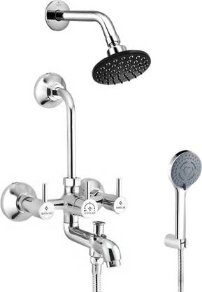 ENICET N53 BRASS BUILD Wall Mixer 3 in 1 with Overhead Shower and hand shower Full Set Wall mixer with shower and handshower (FE122 OSHS) rain flow