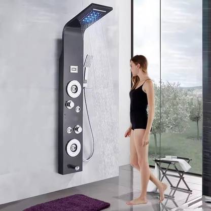 Seaborn 4-in-1 Shower Panel Set with Rainfall, Waterfall, Jet, and Hand Shower Shower System, Shower Set Shower System