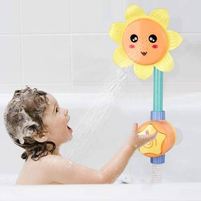 JD FRESH Battery Operated Sunflower Water Squirt Shower Faucet Baby Bath Shower Toy Creative Sunflower Shape Squirt Shower Toy For Baby (Battery Operated)