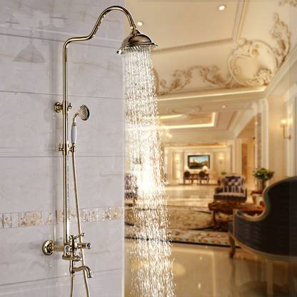 24x7eMall Golden shower with mixer and hand shower Gold Mixer With Shower And Hand Shower Adjustable