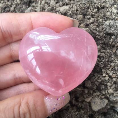 HEALIT Heart Shaped Rose Quartz Natural Stone Polished Puffy Heart Shape Decorative Showpiece  -  4 cm