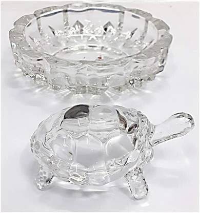 VALUE CRAFTS Vastu Feng Shui Crystal Turtle Tortoise for Good Luck Decorative Showpiece  -  6 cm