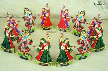 Truedivine Laddu Gopal Rasleela Gopi with Krishna Set of Krishna ji Rasa Set (3 Inch) Decorative Showpiece  -  8 cm