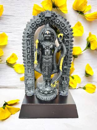 WARMINGO DE WARMINGO DE Ram Ji Murti Ayodhya Black Stone | Ram Lala Idol For Home or Office Decorative Showpiece  -  19 cm