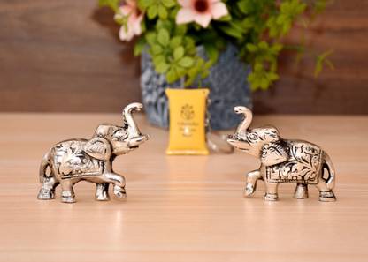 Ashamohar Indian Elephant Trunk Up Showpiece Decorative Items Elephant Statue Home/Office Decorative Showpiece  -  6 cm