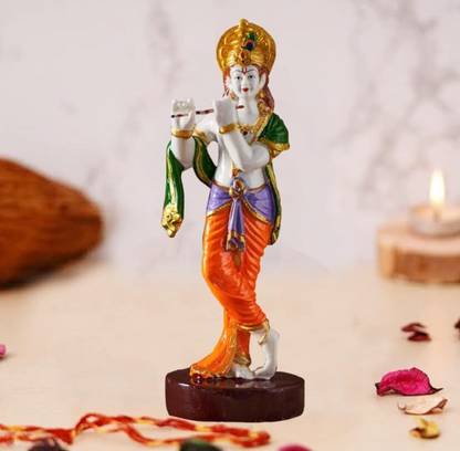krishnagallery1 Standing Krishna Statue Murti Marble Finish , Krishnan Ji Murti Decorative Showpiece  -  32 cm
