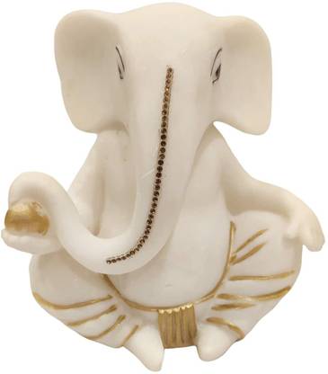 The Art Age Marble Ganesha Idol Murti | Vigneshwara Ganpati Bappa Idol Decorative Showpiece  -  15 cm