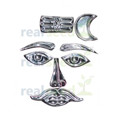 Real Seed Silver Shiv Shringar for 2-3 Inches Stone/Sphatik Shivling, Chart Size 5.5x4.5CM Decorative Showpiece  -  5.5 cm