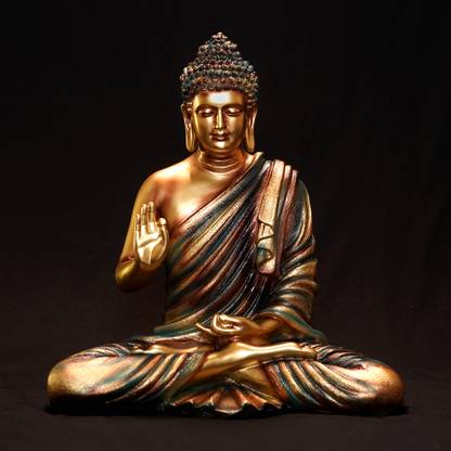 Vihaan Creation Buddha Statue, Brass Gold Finish, 2 Feet Tall Decorative Showpiece  -  70 cm