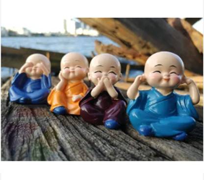 Bullcraft Little Baby Monk Cartoon Little Monk Set,Home Décor, Car Dashboard Ornament Toy Decorative Showpiece  -  4 cm
