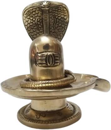 BRASS BLESSING Hindu God Shiva's Shiv LING | SHIVLING | Brass | Mahadev| Puja Worship (2027) Decorative Showpiece  -  4 cm