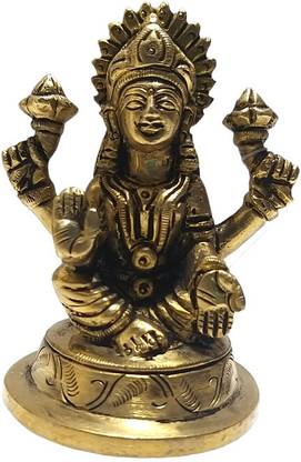 BRASS BLESSING Laxmiji Brass Idol | Goddess Laxmi Statue Figurines (2688) Decorative Showpiece  -  4 cm