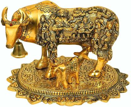 SBBCO Divine Edge Mini Kamdhenu Cow & Calf Idol Decorative Showpiece  -  18 cm