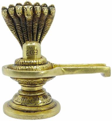 Shreeyash Brass Shiving Lingam mahadev Hindu Sheshnaag Home Decorative Item Decorative Showpiece  -  10 cm