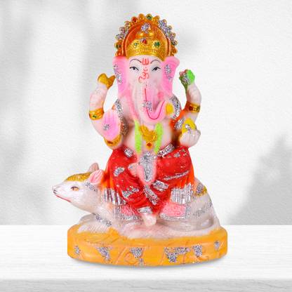 Elegant Lifestyle Ganesh Ji Murti, Chuha Ganpati Bappa Ji Statue for Diwali Gift Pooja Office Home Decorative Showpiece  -  18 cm
