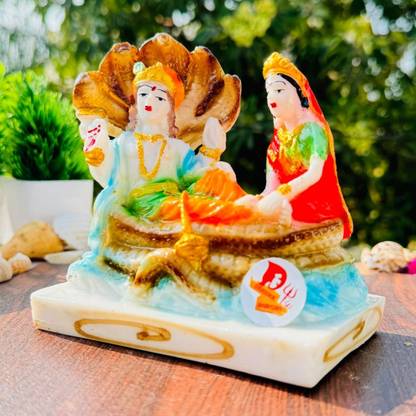 DARIDRA BHANJAN Laxmi Vishnu Narayan Statue With Naag Devta | Murti for Pooja Room & Gift Items Decorative Showpiece  -  13 cm