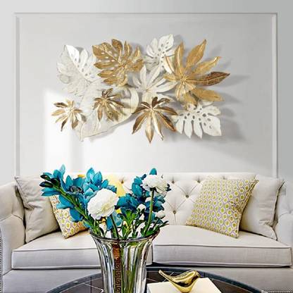 MEEM Chinese Big Leafs Metal Wall Art Decorative Hanging Showpiece Decorative Showpiece  -  65 cm