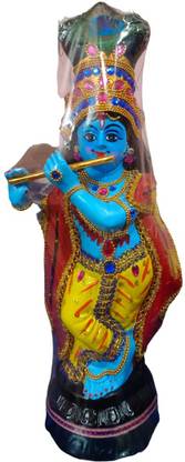 HOIVA (PACK OF 1) 41 CM BLUE KRISHNA IDOL/ BLUE GURUVAYOORKRISHNA MURTI FOR HOME DECOR Decorative Showpiece  -  41 cm