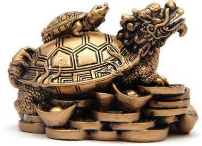 9tees Mart Vastu Fengshui Brown Python Tortoise With Child for longevity, luck Decorative Showpiece  -  9 cm